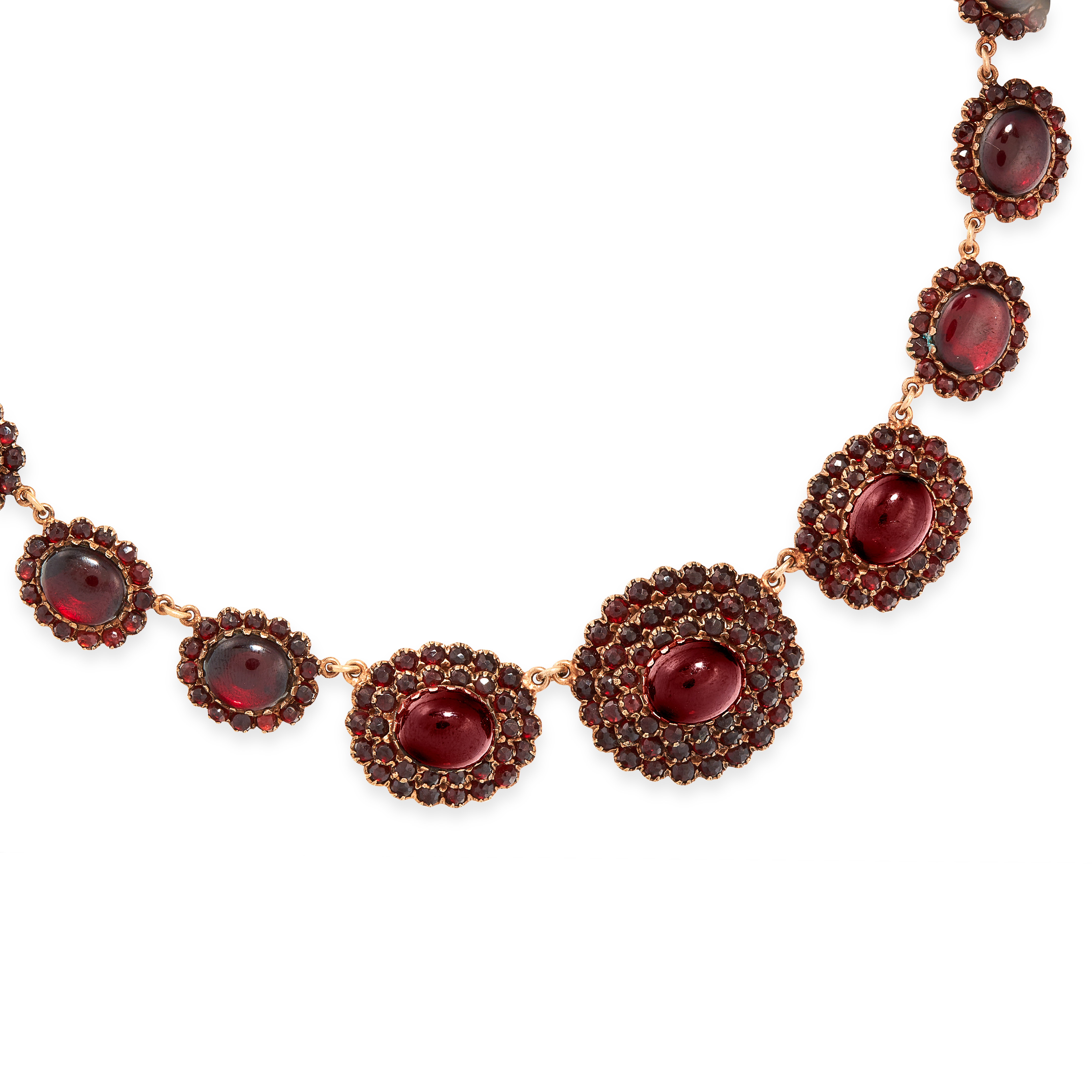 AN ANTIQUE GARNET RIVIERE NECKLACE, 19TH CENTURY in yellow gold, comprising a single row of nineteen - Image 2 of 2