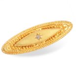 AN ANTIQUE DIAMOND MOURNING LOCKET BROOCH, 19TH CENTURY in 15ct yellow gold, set with an old cut