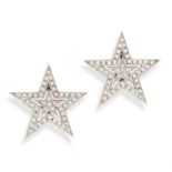 A PAIR OF DIAMOND STAR EARRINGS, THEO FENNELL in 18ct white gold, each designed as a star, set