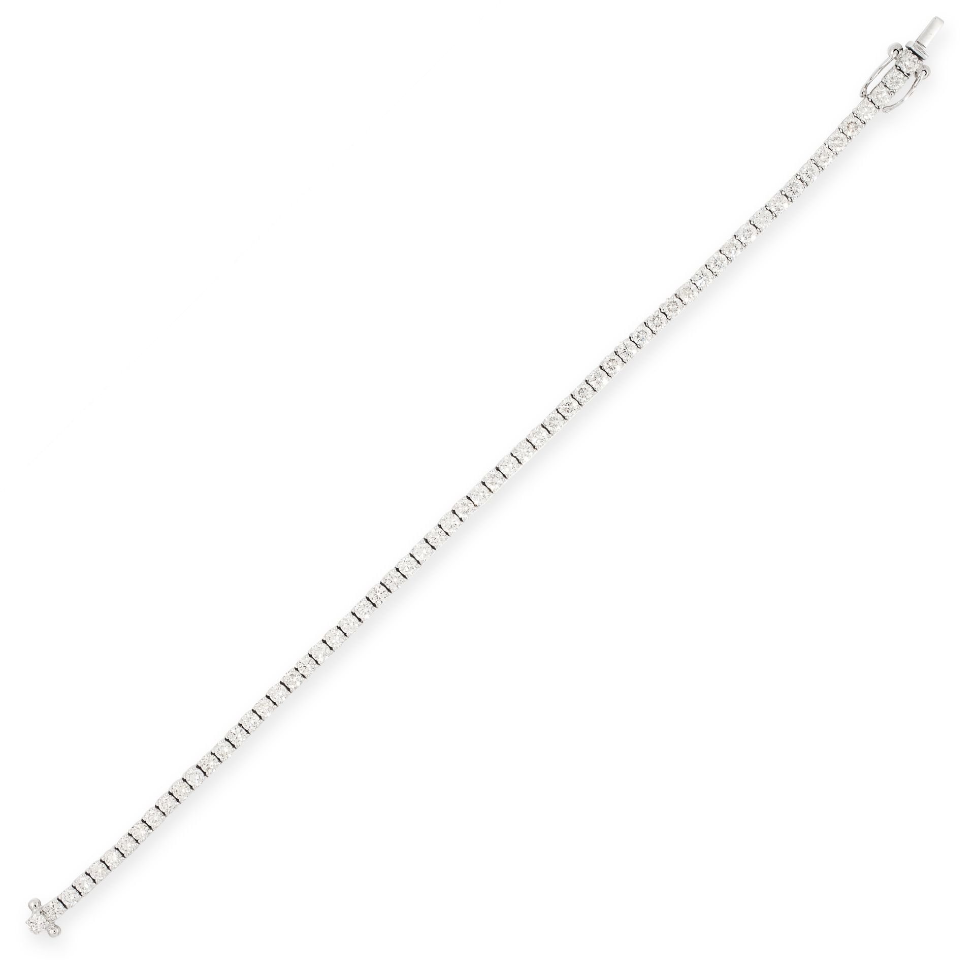 A 5.04 CARAT DIAMOND LINE BRACELET in 18ct white gold, set with a single row of sixty one round