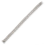 A DIAMOND FANCY LINK BRACELET in 18ct gold, comprising three rows of bevelled links, set