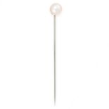 AN ANTIQUE NATURAL PEARL TIE PIN set with a pearl of 7.7mm, weighing 3.03 carats, in a fitted case