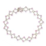 A PINK SAPPHIRE AND DIAMOND BRACELET in 18ct white gold, formed of openwork diamond shaped links set