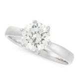A SOLITAIRE DIAMOND DRESS RING in 18ct white gold, set with a round cut diamond of 1.49 carats,