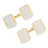 A PAIR OF VINTAGE CUFFLINKS, CIRCA 1950 in 18ct yellow gold and platinum, with engined turned