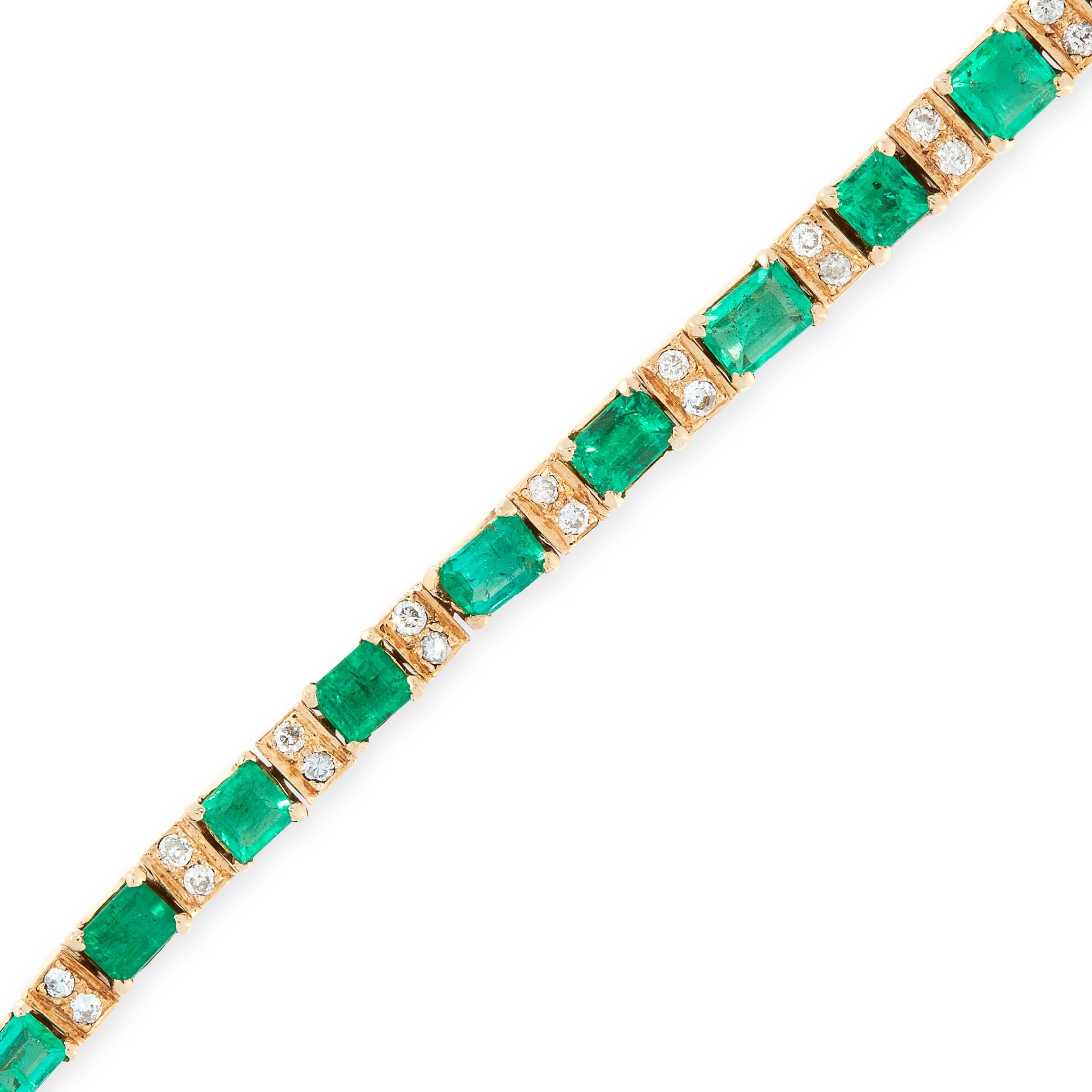 AN EMERALD AND DIAMOND BRACELET in 18ct yellow gold, comprising a single row of twenty six graduated - Image 2 of 2