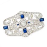 AN ANTIQUE SAPPHIRE AND DIAMOND BROOCH / PENDANT, EARLY 20TH CENTURY set with a central old cut