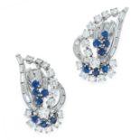 A PAIR OF VINTAGE SAPPHIRE AND DIAMOND EARRINGS, BOUCHERON in 18ct white gold, set with round cut