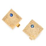 A PAIR OF VINTAGE SAPPHIRE CUFFLINKS, KUTCHINSKY 1966 in 18ct yellow gold, each with a