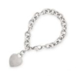 A HEART CHARM BRACELET, TIFFANY & CO in sterling silver, the belcher link chain suspending a heart