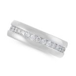 A DIAMOND ETERNITY RING in 18ct white gold, the white gold band is set with a central panel of round