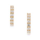 A PAIR OF DIAMOND HOOP EARRINGS set with round cut diamonds totalling 0.90 carats, unmarked, 1.54cm,