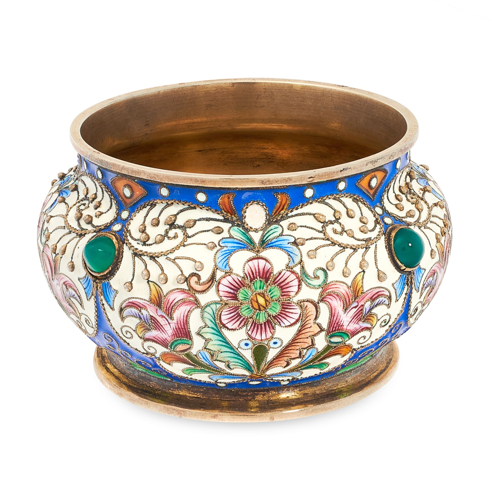 AN ANTIQUE IMPERIAL RUSSIAN ENAMEL SALT CELLAR / BOWL, FYEDOR RUCKERT MOSCOW CIRCA 1900 in 84