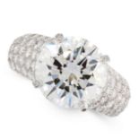 AN IMPORTANT 6.36 CARAT SOLITAIRE DIAMOND RING, CARTIER in platinum, set with a round cut diamond of