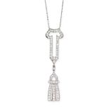 AN ART DECO DIAMOND PENDANT NECKLACE, EARLY 20TH CENTURY in platinum and 18ct white gold, the