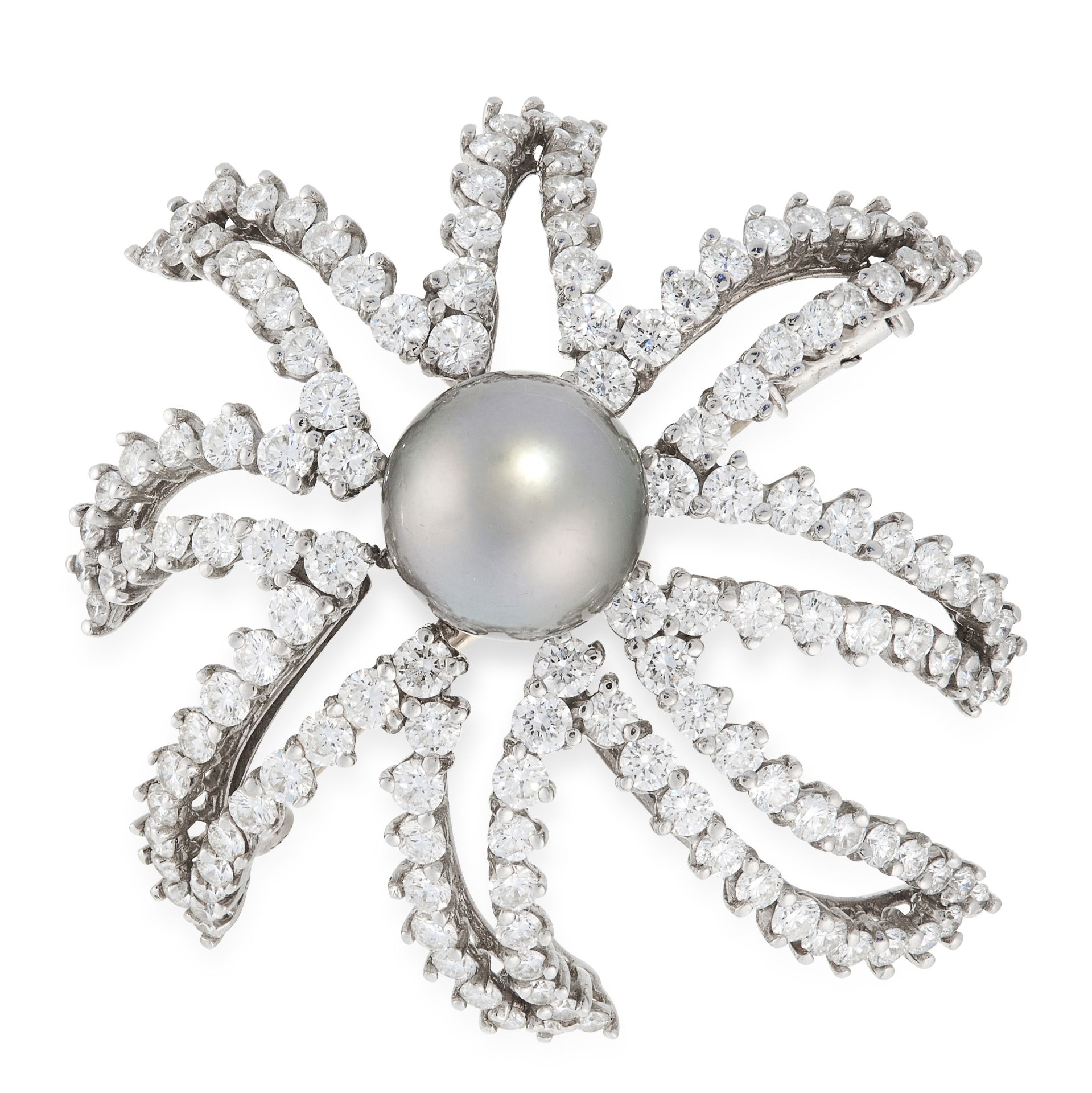 A PEARL AND DIAMOND FIREWORKS BROOCH, TIFFANY & CO 1994 in platinum, designed as a firework spray