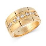 A VINTAGE MAILLON PANTHERE DIAMOND DRESS RING, CARTIER in 18ct yellow gold, the tapering band half