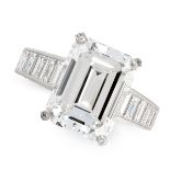 AN IMPORTANT 6.04 CARAT SOLITAIRE DIAMOND RING, CARTIER in platinum, set with an emerald cut diamond
