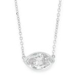 A DIAMOND PENDANT NECKLACE in 18ct white gold, set with a marquise cut diamond of 1.25 carats,