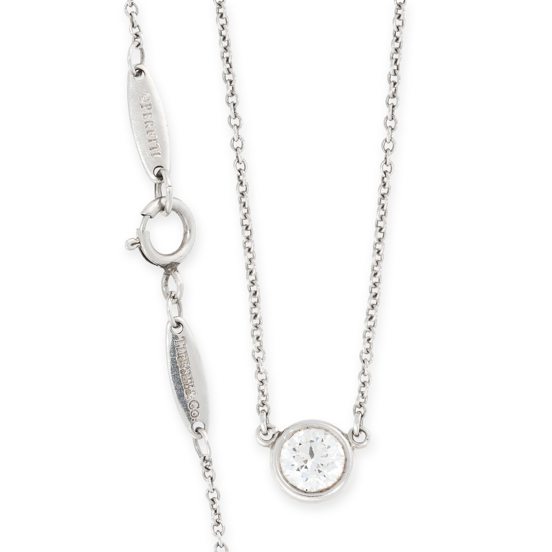 A DIAMONDS BY THE YARD DIAMOND PENDANT NECKLACE, ELSA PERETTI FOR TIFFANY & CO in platinum, set with