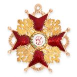 AN ANTIQUE IMPERIAL RUSSIAN ENAMEL ORDER OF ST STANISLAS MEDAL in 56 zolotnik gold, of the second