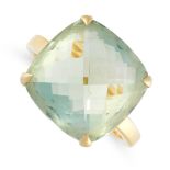 A PRASIOLITE / GREEN QUARTZ SPARKLERS RING, TIFFANY & CO in 18ct yellow gold, set with a cushion cut