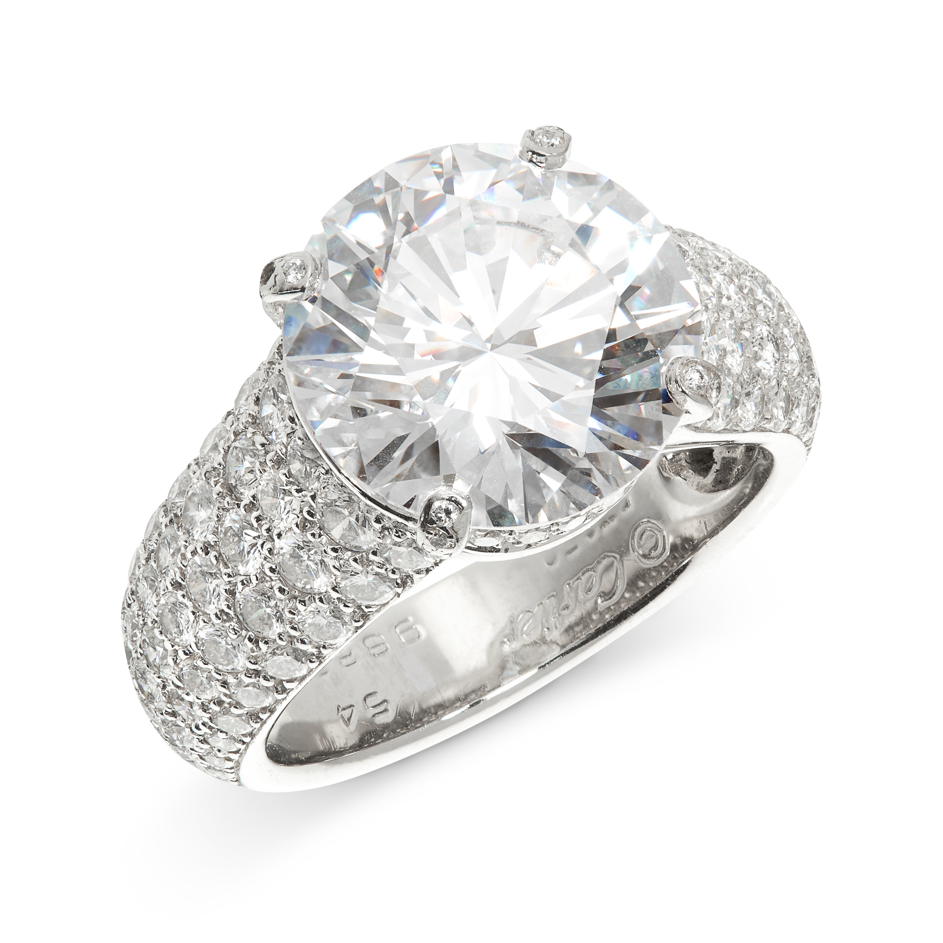 AN IMPORTANT 6.36 CARAT SOLITAIRE DIAMOND RING, CARTIER in platinum, set with a round cut diamond of - Image 2 of 2