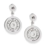 A PAIR OF ASTRAL CLIP EARRINGS, BULGARI in 18ct white gold, formed of concentric circles stamped