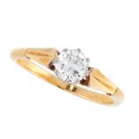 A SOLITAIRE DIAMOND DRESS RING in 18ct yellow gold, set with a round cut diamond of 0.61 carats,