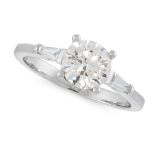 A DIAMOND SOLITAIRE RING in 18ct white gold, set with a central round cut diamond of 1.50 carats