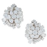A PAIR OF VINTAGE DIAMOND CLIP EARRINGS in platinum and 18ct white gold, each designed as a