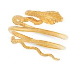 AN ANTIQUE SNAKE DRESS RING in high carat yellow gold, designed as a snake, coiled around on itself,