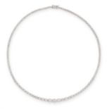 A 10.00 CARAT DIAMOND RIVIERE NECKLACE in 18ct white gold, set with a single row of graduated