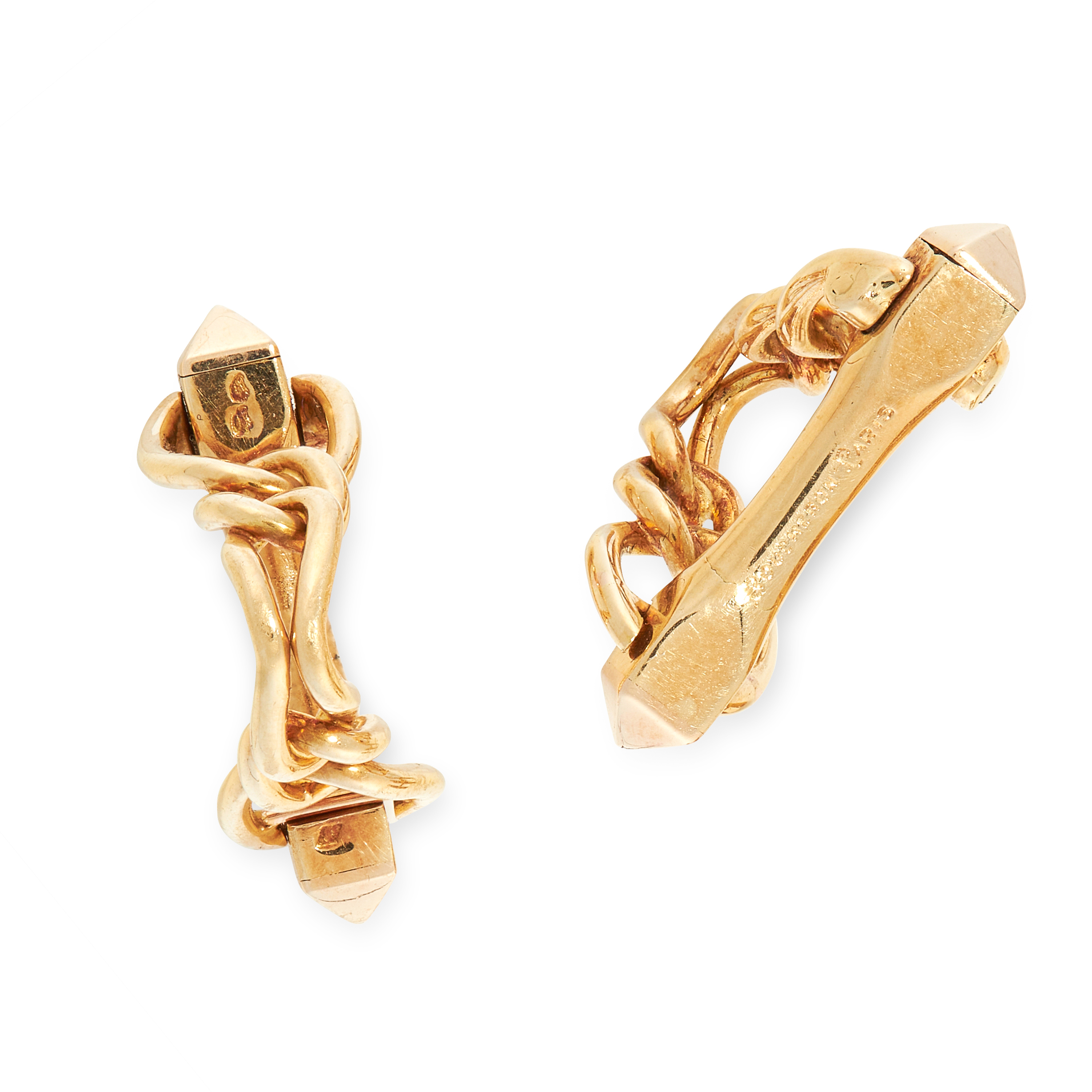 A PAIR OF VINTAGE CUFFLINKS, BOUCHERON in 18ct yellow gold, each designed as a stirrup formed of - Image 3 of 3