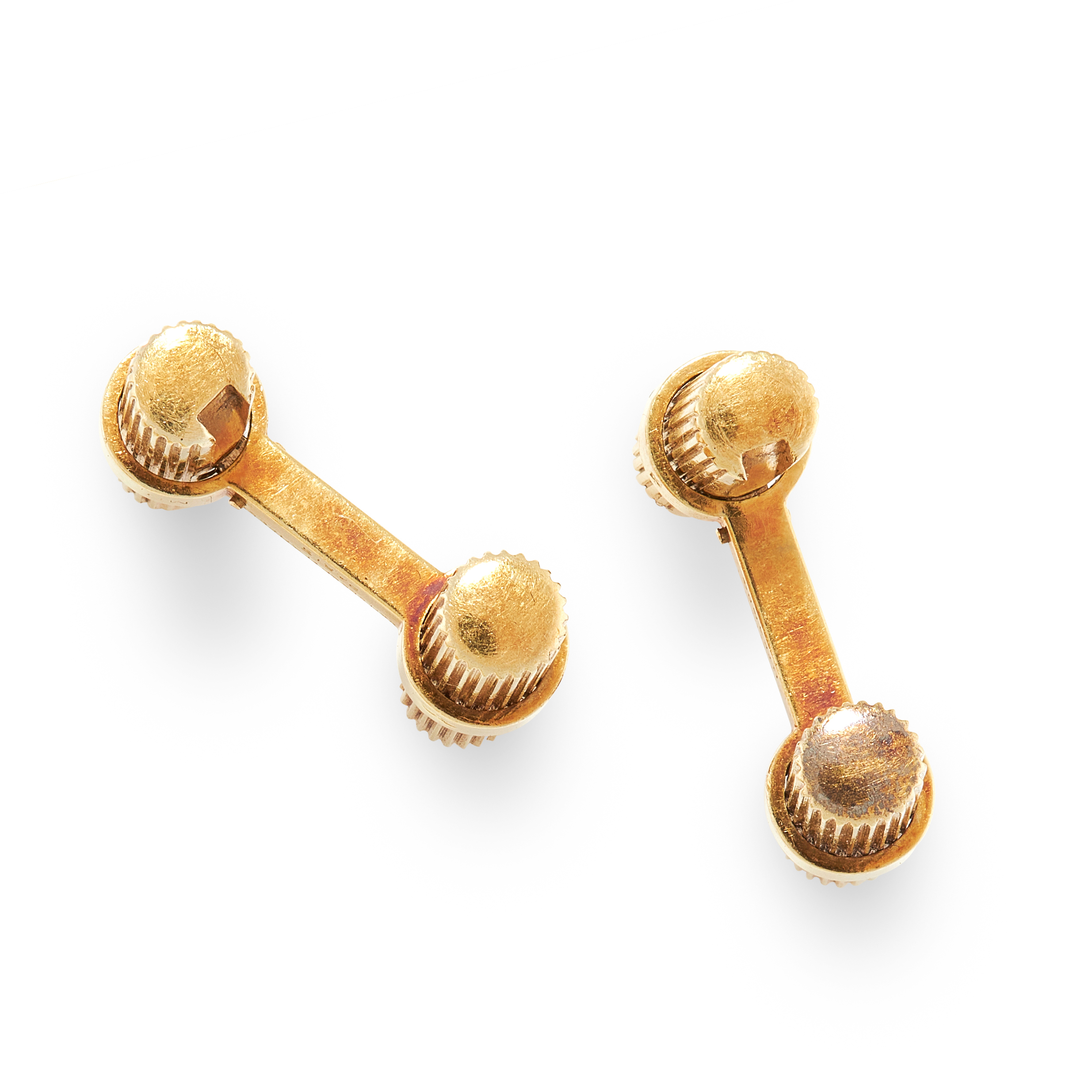 A PAIR OF VINTAGE CUFFLINKS, VAN CLEEF & ARPELS in 18ct yellow gold, each formed of two reeded - Image 3 of 3