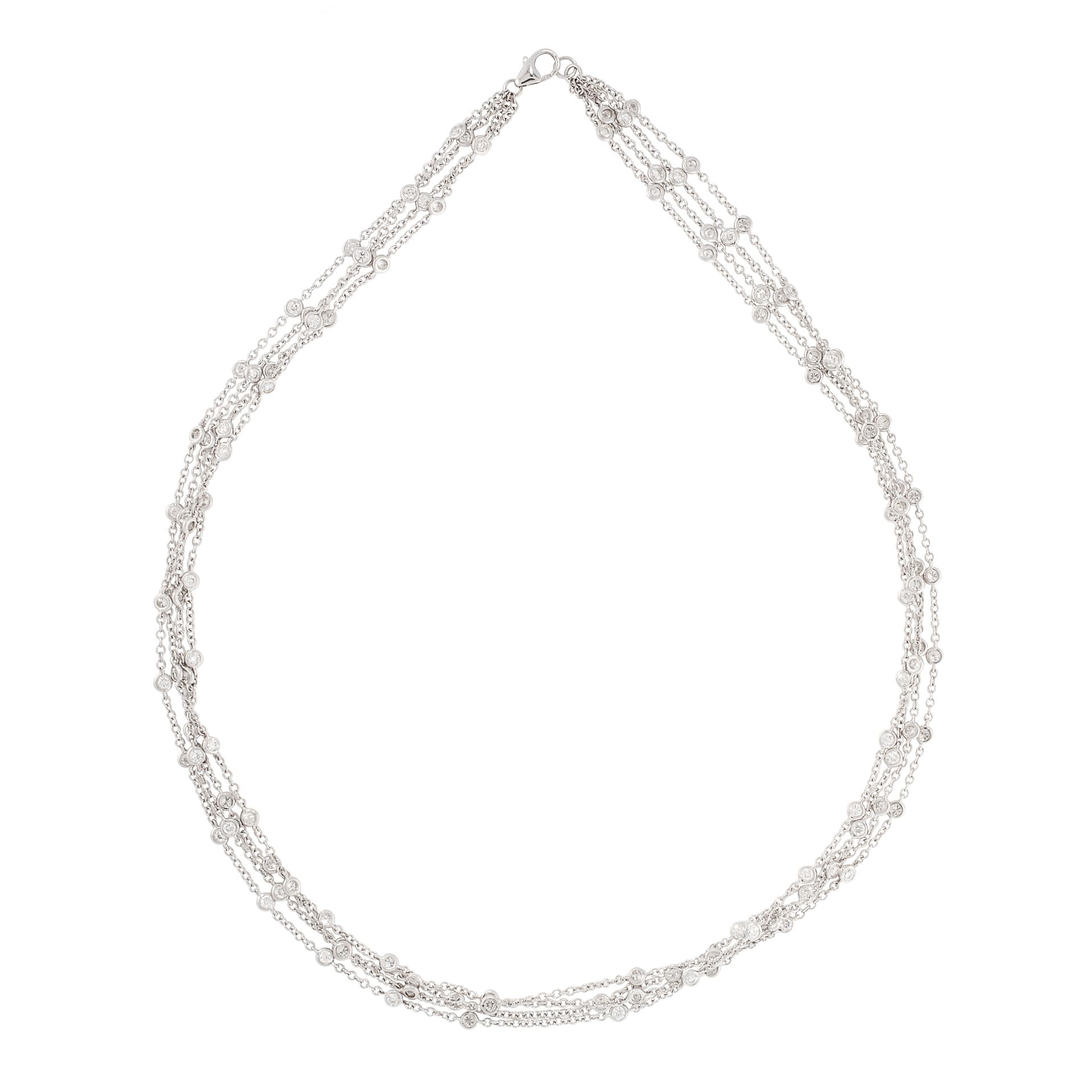 A DIAMOND CHAIN NECKLACE in 18ct white gold, in the manner of Tiffany Diamonds By The Yard,