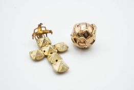 TWO 9CT YELLOW GOLD MASONIC BALLS