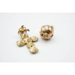 TWO 9CT YELLOW GOLD MASONIC BALLS