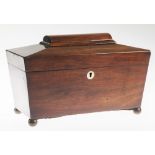 A 19TH CENTURY MAHOGANY TEA CADDY