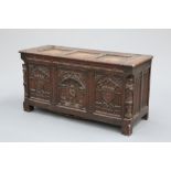 AN OAK COFFER IN FRENCH GOTHIC STYLE, 19TH CENTURY