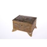 A LATE 19TH CENTURY FRENCH CAST METAL JEWEL CASKET