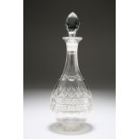 A CUT-GLASS DECANTER OF FLASK FORM, EARLY 20th CENTURY