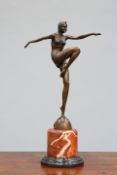 A BRONZE FIGURE OF A DANCER, IN ART DECO STYLE