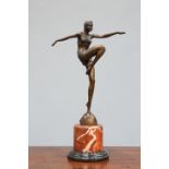 A BRONZE FIGURE OF A DANCER, IN ART DECO STYLE