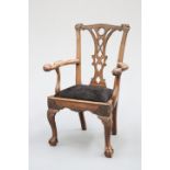 A GEORGE III IRISH MAHOGANY CARVER CHAIR