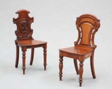 TWO VICTORIAN MAHOGANY HALL CHAIRS