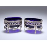 A PAIR OF GEORGE III STYLE SILVER-PLATED SALTS