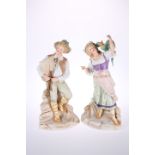 A LARGE PAIR OF HEUBACH BISQUE PORCELAIN FIGURES, CIRCA 1900