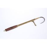 PAPE, NEWCASTLE, BRASS AND MAHOGANY HANDLED FISHING GAFF