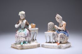 TWO DRESDEN FIGURES, LATE 19TH CENTURY